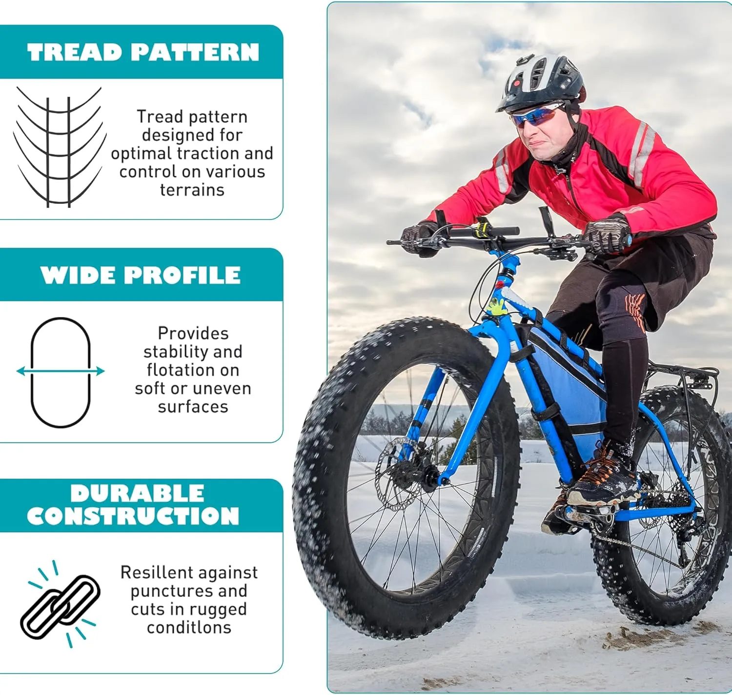 1/2 Pack Fat Tire for Ebike Mountain Bike Heavy Duty High-Performance Wear-Resistant E-Bike Mountain Snow Bike Tire 20" x 4"Black1/2 Tires&1/2 Tubes 2 levers