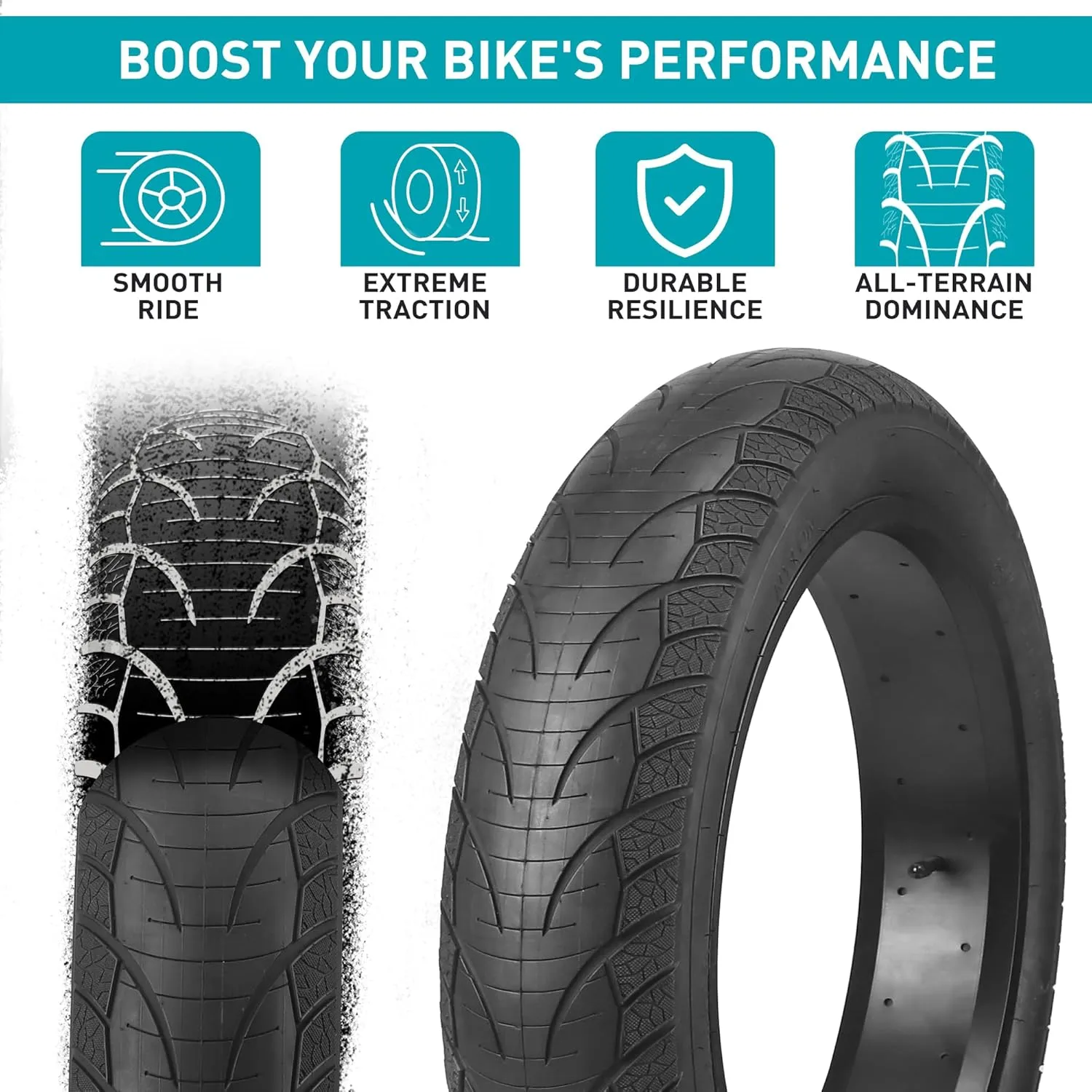 1/2 Pack Fat Tire for Ebike Mountain Bike Heavy Duty High-Performance Wear-Resistant E-Bike Mountain Snow Bike Tire 20" x 4"Black1/2 Tires&1/2 Tubes 2 levers