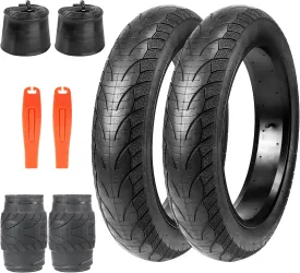 1/2 Pack Fat Tire for Ebike Mountain Bike Heavy Duty High-Performance Wear-Resistant E-Bike Mountain Snow Bike Tire 20" x 4"Black1/2 Tires&1/2 Tubes 2 levers