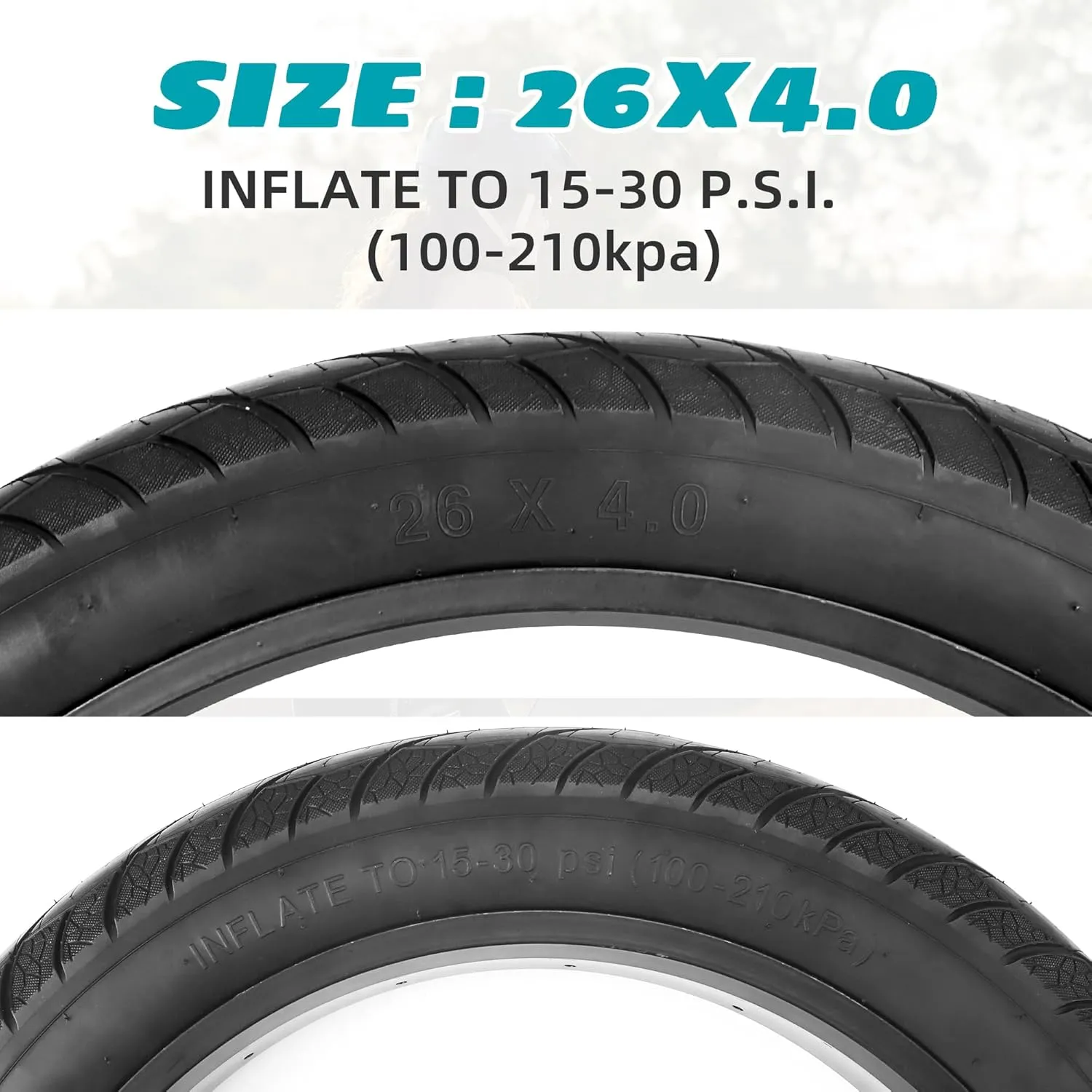 1/2 Pack Fat Tire for Ebike Mountain Bike Heavy Duty High-Performance Wear-Resistant E-Bike Mountain Snow Bike Tire 20" x 4"Black1/2 Tires&1/2 Tubes 2 levers