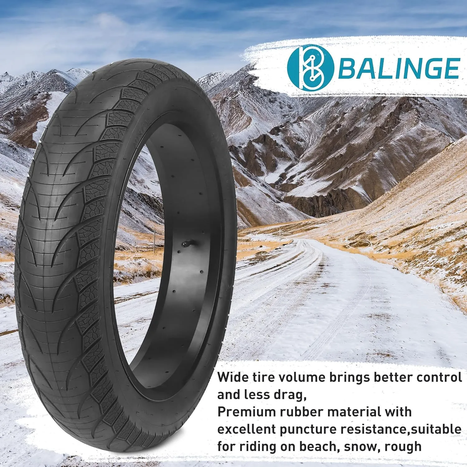 1/2 Pack Fat Tire for Ebike Mountain Bike Heavy Duty High-Performance Wear-Resistant E-Bike Mountain Snow Bike Tire 20" x 4"Black1/2 Tires&1/2 Tubes 2 levers