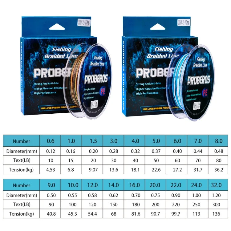 2 PCS PROBEROS 4 Edits 100M Strong Horse Fish Line, Line number: 4.0 / 40LB(Blue)