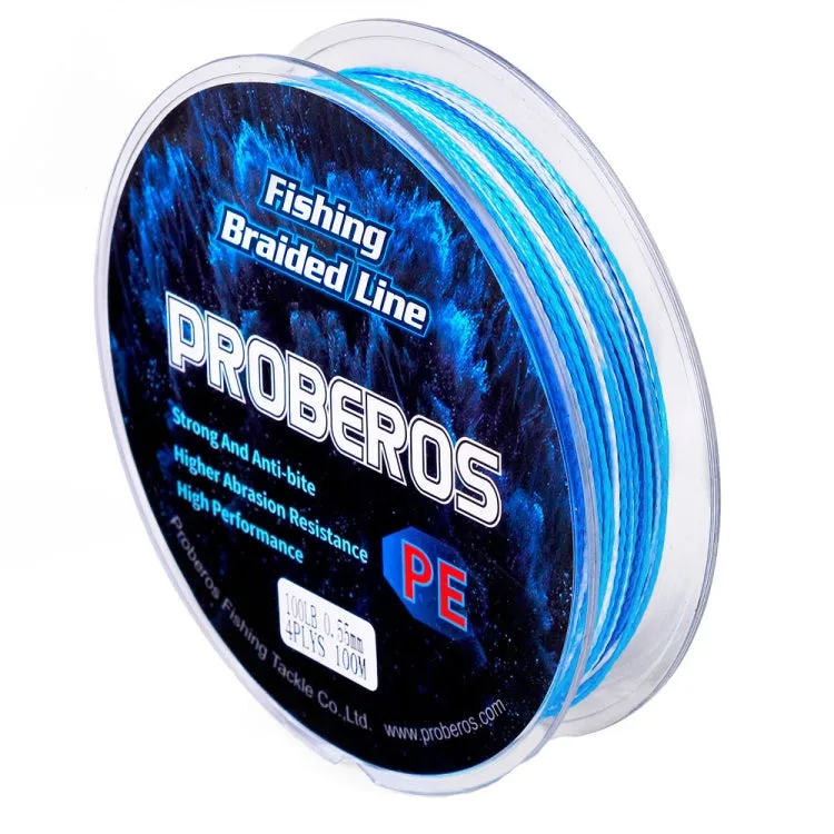 2 PCS PROBEROS 4 Edits 100M Strong Horse Fish Line, Line number: 4.0 / 40LB(Blue)
