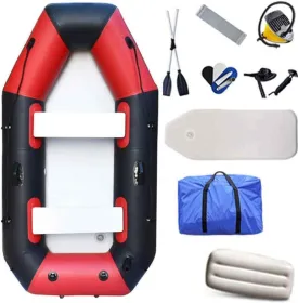 2-Person Inflatable Kayak, Canoe Thick Brushed Bottom, Wear-Resistant Rubber Kayak, Fishing Boat with Aluminum Oars and Air Pump,L