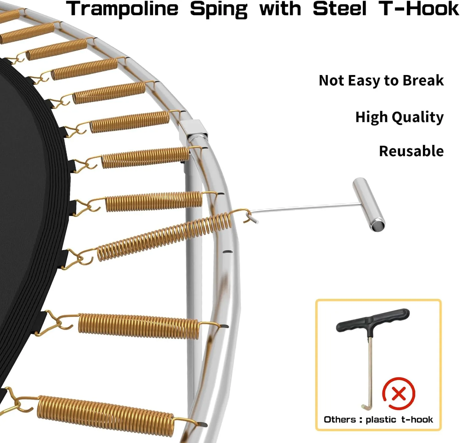 3.5", 5.5", 6.5", 7" Trampoline Springs with Free T-Hooks, Replacement Trampoline Springs, High-Extension,Weather-Resistant Commercial Size Springs,Trampoline Accessories 20 Pack
