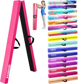 8FT Folding Balance Beam -Gymnastics Floor Beam -Gymnastics Equipment for Kids,Wood core- Anti-Slip Bottom and Carrying Bag for Home
