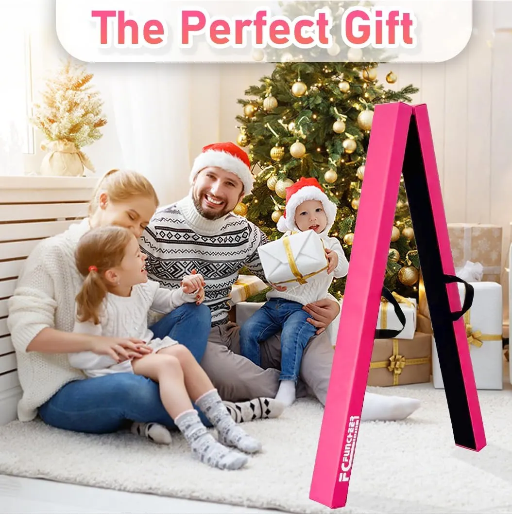 8FT Folding Balance Beam -Gymnastics Floor Beam -Gymnastics Equipment for Kids,Wood core- Anti-Slip Bottom and Carrying Bag for Home