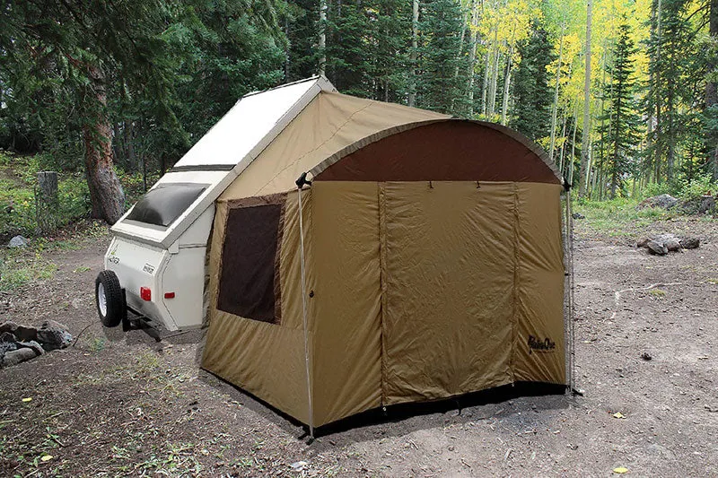 A-Frame Teardrop Trailer Side Tent Tan/Brown Trim