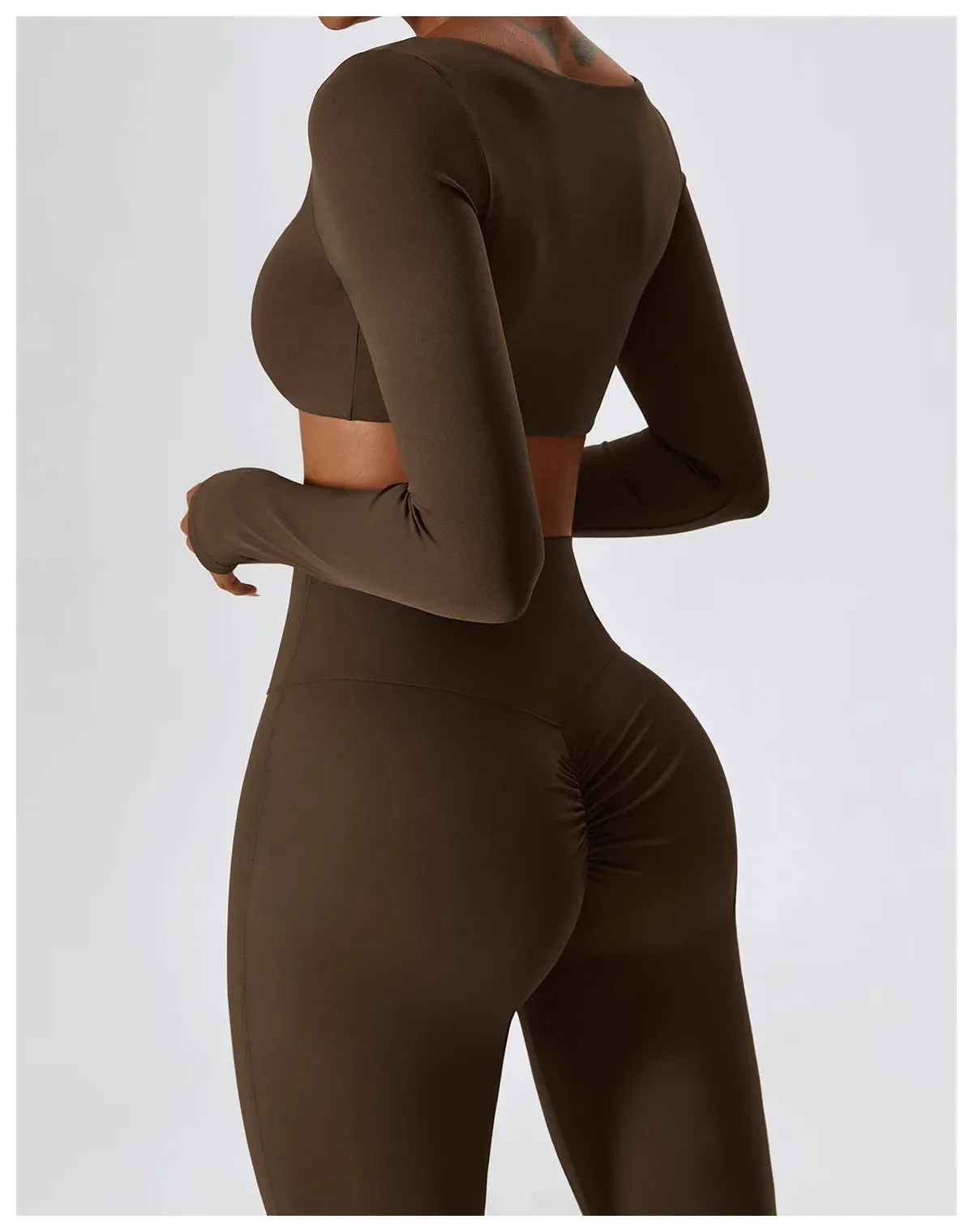 A&A Flexi Flare Scrunch Leggings & Long Sleeve Crop Top Set
