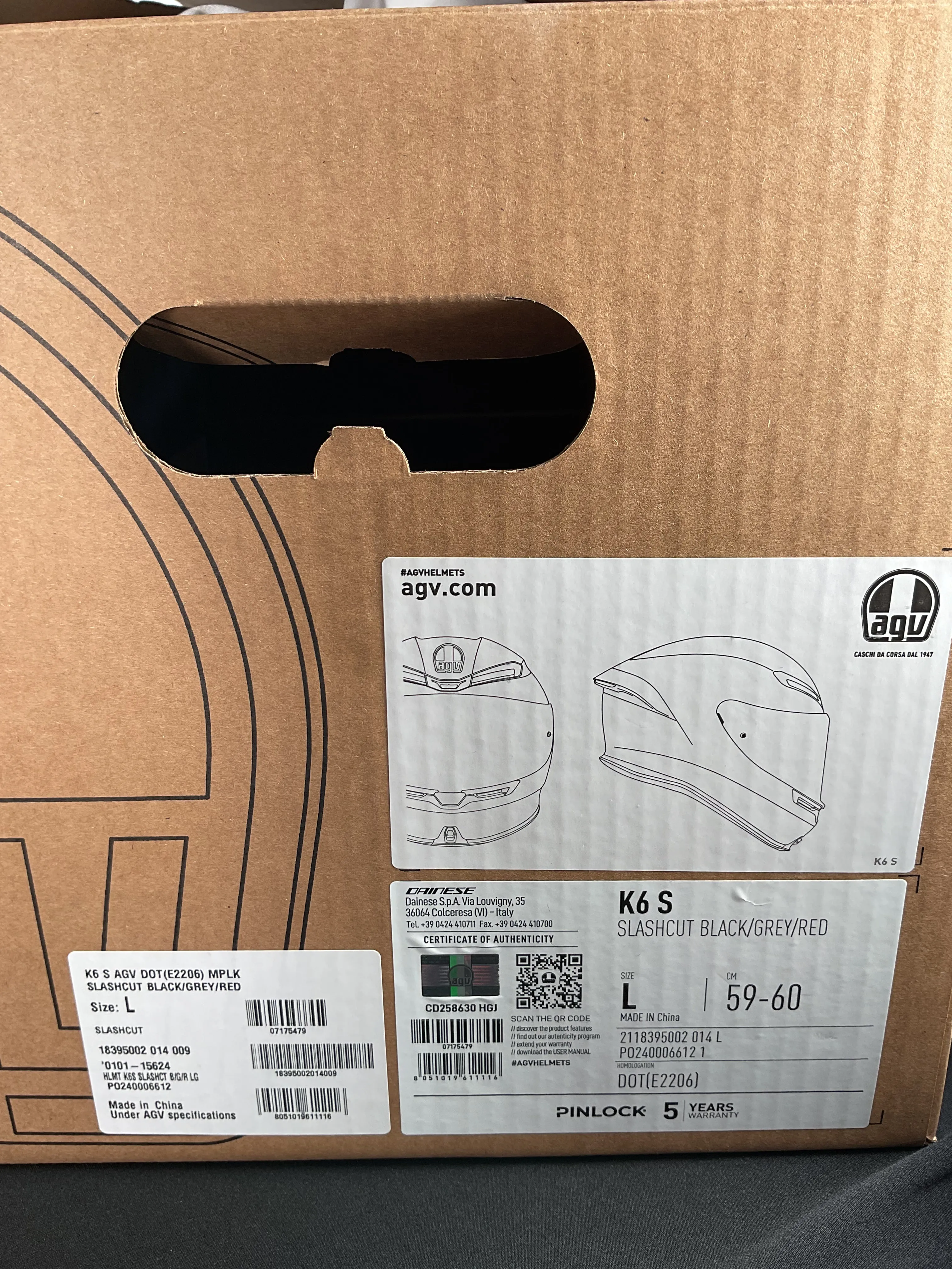 AGV K6 S Helmet - Slashcut Black/Grey/Red - OPEN BOX