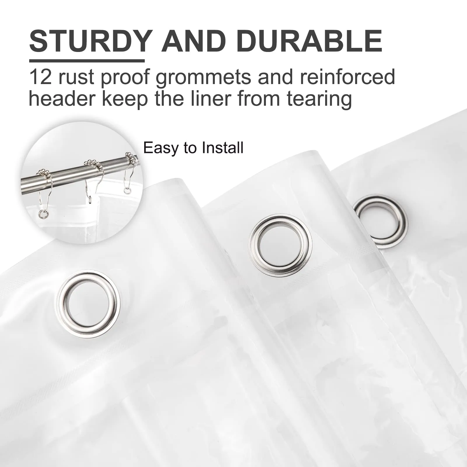 AmazerBath Shower Curtain Liner, 72x72 Clear Shower Curtain Liner, Waterproof Plastic Shower Liner, Cute Lightweight PEVA Shower Curtain for Bathroom with 3 Magnets and 12 Rustproof Metal Grommets
