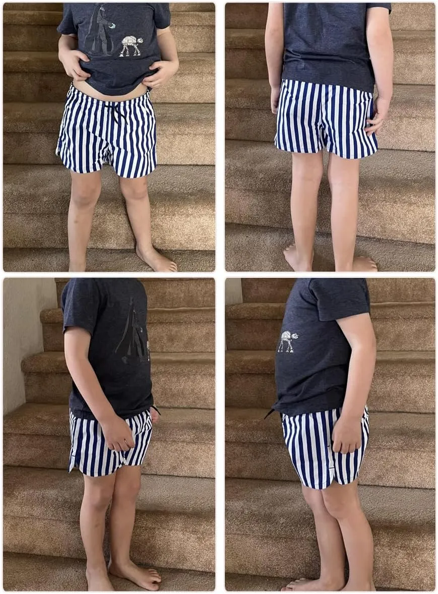 Baby Toddler Boys Swim Trunks Quick Dry Swim Shorts Blue Striped Swimsuits Light Weight Board Shorts Beach Wear