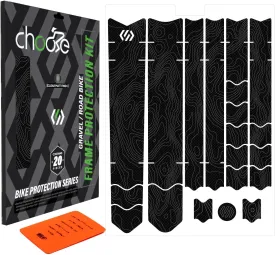 CNC Road/Gravel Bike Frame Protection kit,20Pcs Total Bike Frame Protector Sticker-Frame Guard Tape Wrap Film for Top/Down Tube,Seatstays,Chainstay,Cable Wear,Protects Bike from Scratches and Dings.