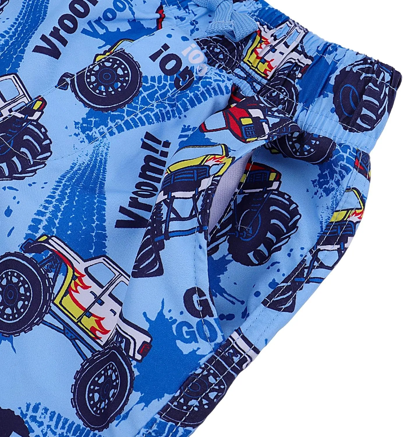 ESTAMICO Boys' Quick Dry Beach Swim Trunk Printed Board Shorts with Pockets
