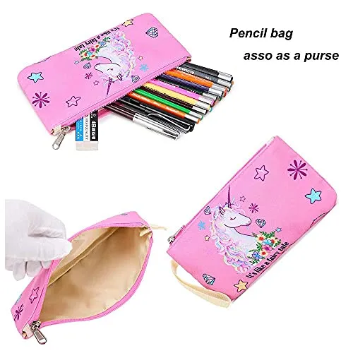 Girls Backpack for Kids Elementary Bookbag Girly School Bag with Insulated Lunch Tote and Pencil Pouch for Children (Light Pink - 3 Pices)