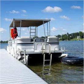 Heavy Duty Pontoon Boat Ladder 4 Step Folding Telescoping Pool Ladder with 2 Handrails, for Swimming Pool & Pontoon