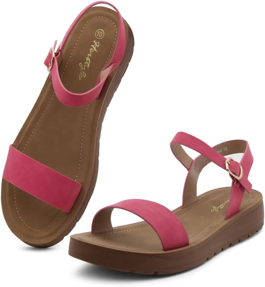 Herstyle Womens Flat Sandals  One Band Ankle Strap Dressy Casual Sandals with Cushioned Footbed | Comfortable Open Toe Walking Shoes for Summer & Daily Wear