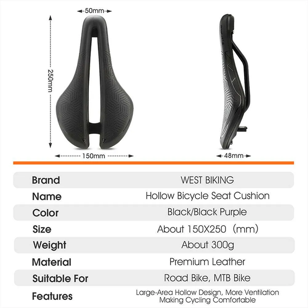 Hollow Breathable Bike Saddle Bicycle Seats Soft Cycling Cushion Bike Saddle Cycling Accessories PU Waterproof