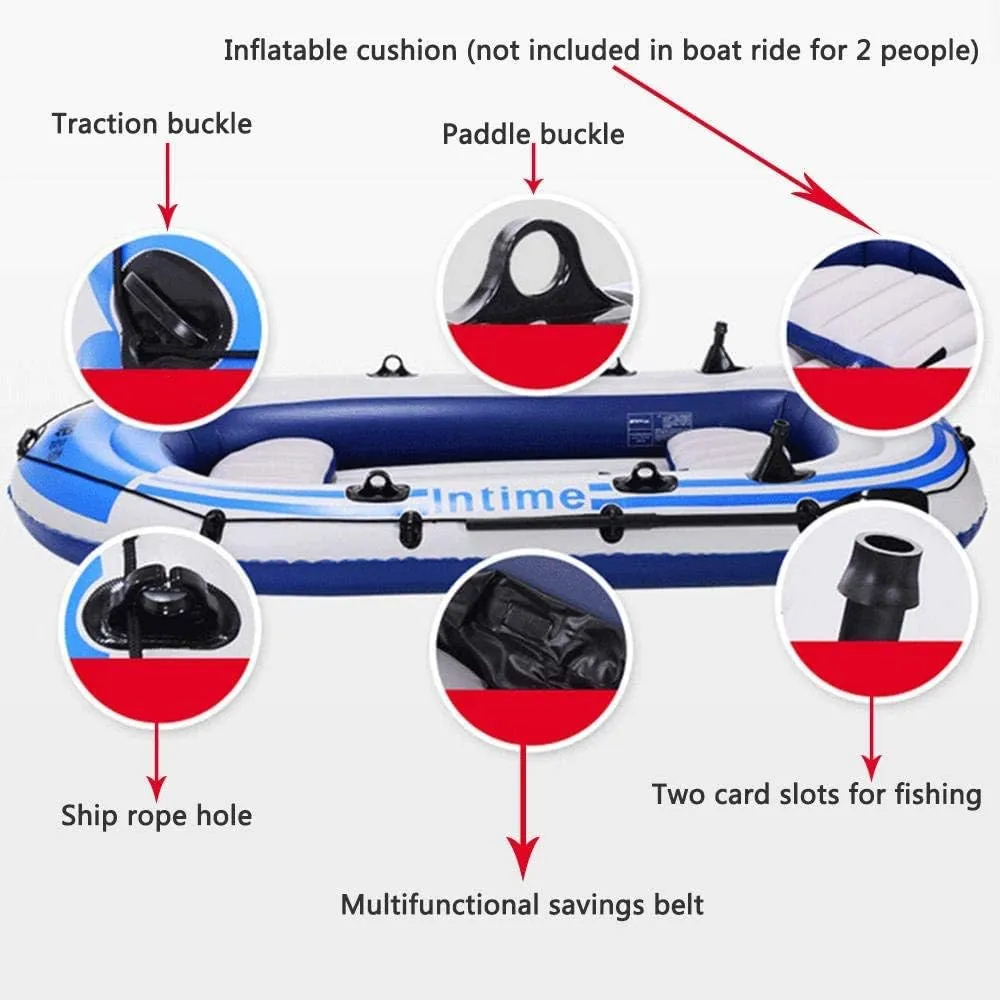 Inflatable Kayak,Two-Person Inflatable Boat, Rubber Rowing Boat,for Adult Outdoor Sport Fishing Sea Shores,Blue