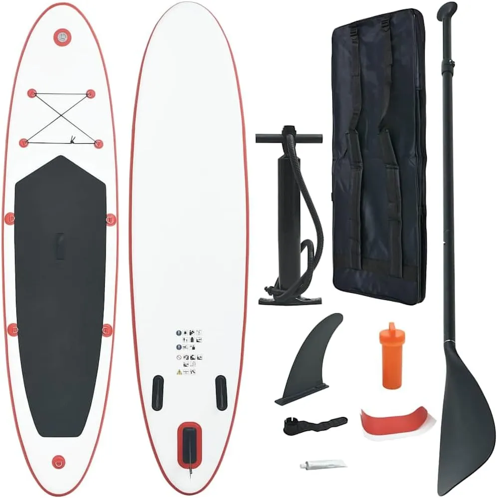 Inflatable Stand Up Paddle Board Set for Fun and Adventure, Durable Design, Water Exploration, Red and White