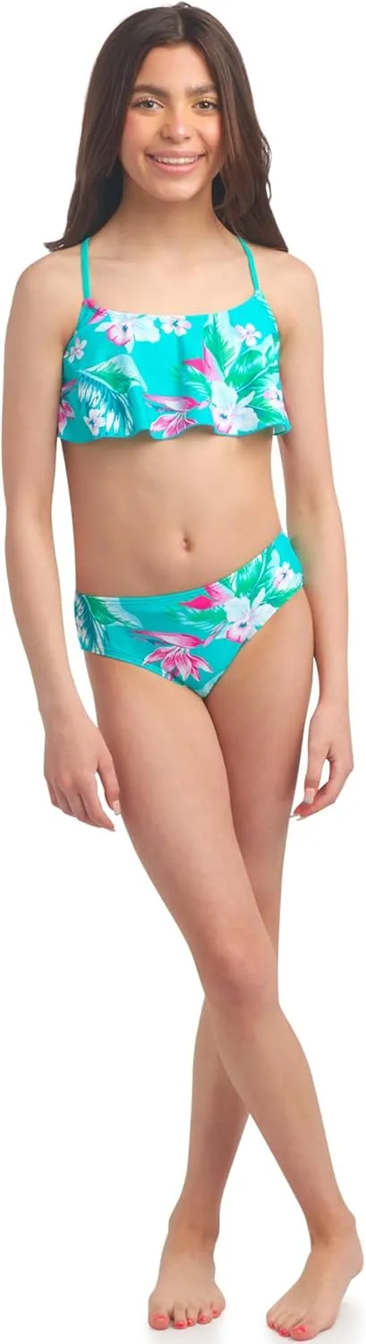 Kanu Surf Girls' Alania Flounce Bikini Beach Sport 2 Piece Swimsuit