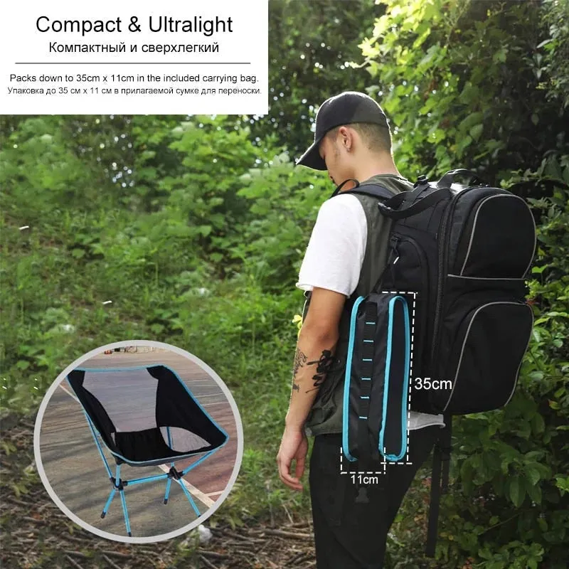 Lightweight Folding Camping Chair - Fishing, BBQ, Hiking, Picnic, Beach - 150kg Load Capacity, Portable & Foldable