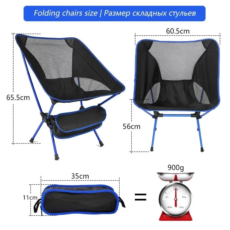 Lightweight Folding Camping Chair - Fishing, BBQ, Hiking, Picnic, Beach - 150kg Load Capacity, Portable & Foldable