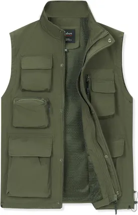MANLUODANNI Men's Casual Vest Fishing Safari Travel Outdoor Work Photo Vests with Multi Pockets