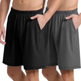 Mens Athletic Running Shorts 2 Pack Quick Dry with Pocket Gym Workout Shorts for Men Mesh Swim Trunks Board Pajama