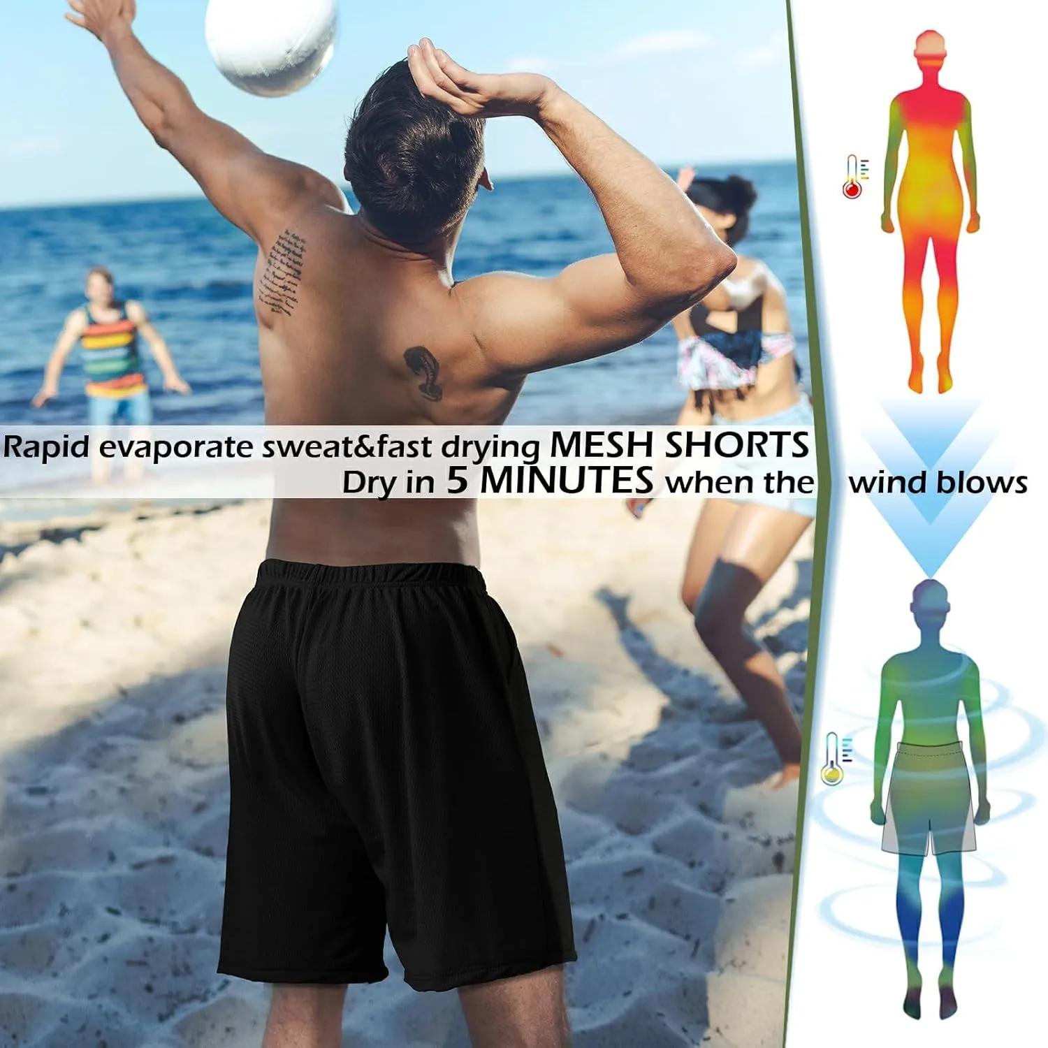 Mens Athletic Running Shorts 2 Pack Quick Dry with Pocket Gym Workout Shorts for Men Mesh Swim Trunks Board Pajama