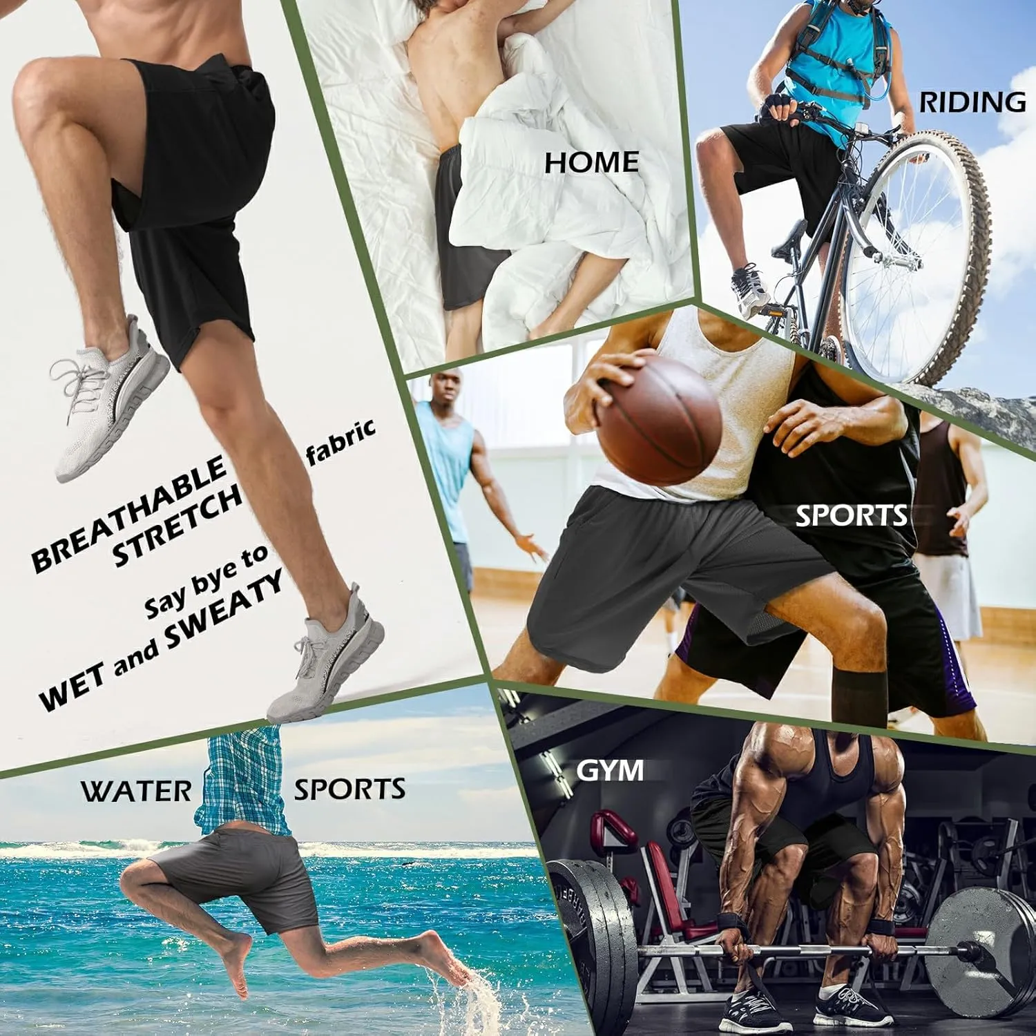 Mens Athletic Running Shorts 2 Pack Quick Dry with Pocket Gym Workout Shorts for Men Mesh Swim Trunks Board Pajama