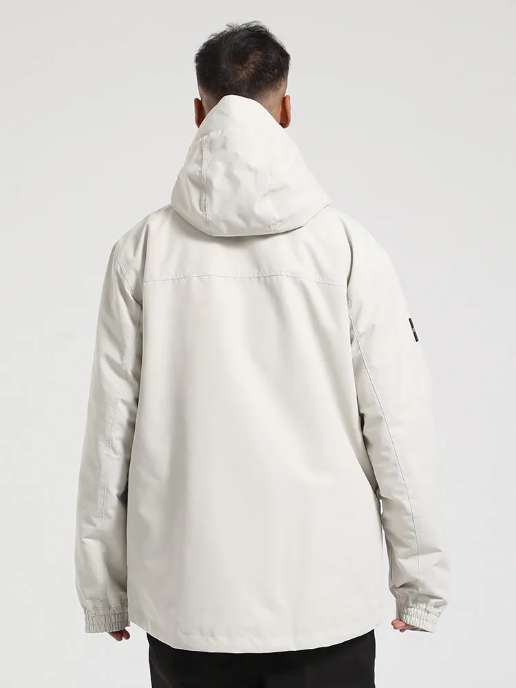 Men's Beige Fully Sealed Seam Two-Way Zipper Snow Jackets