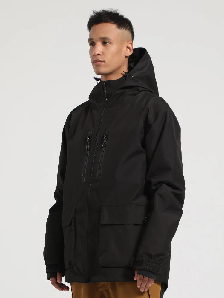 Men's Beige Fully Sealed Seam Two-Way Zipper Snow Jackets