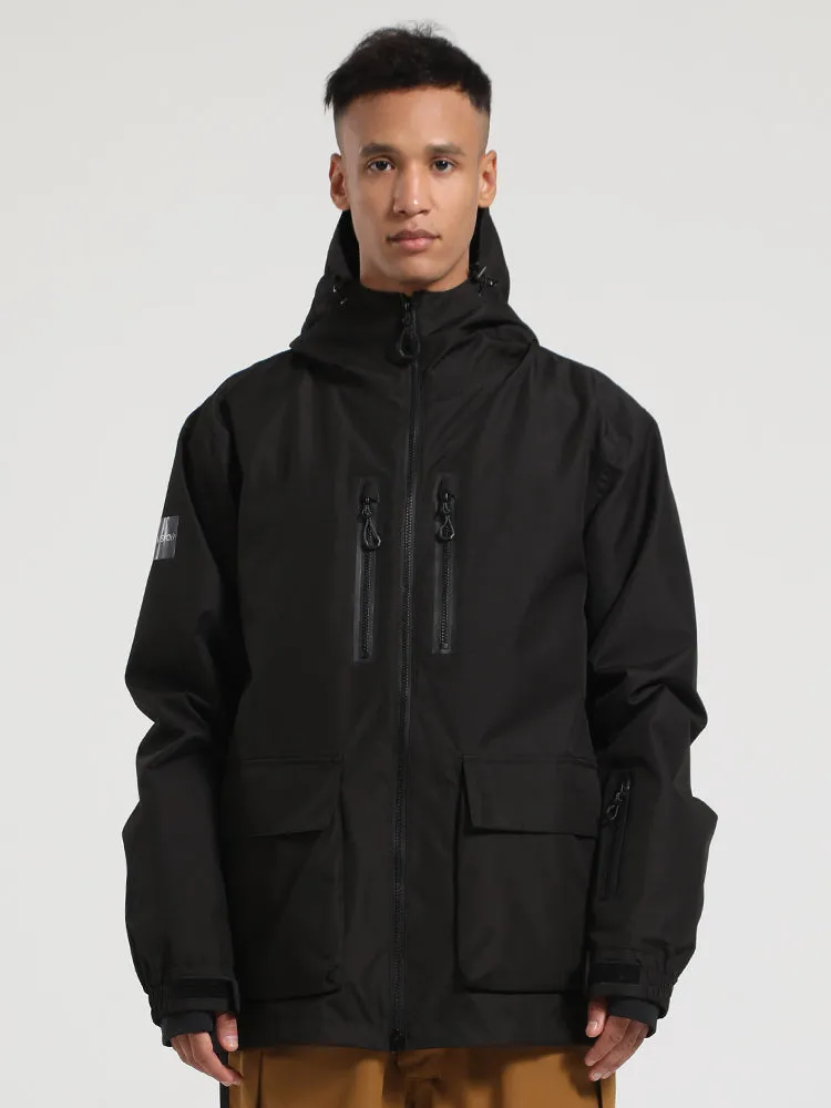 Men's Beige Fully Sealed Seam Two-Way Zipper Snow Jackets