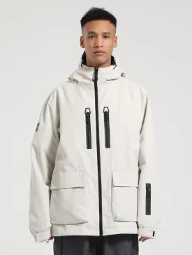 Men's Beige Fully Sealed Seam Two-Way Zipper Snow Jackets