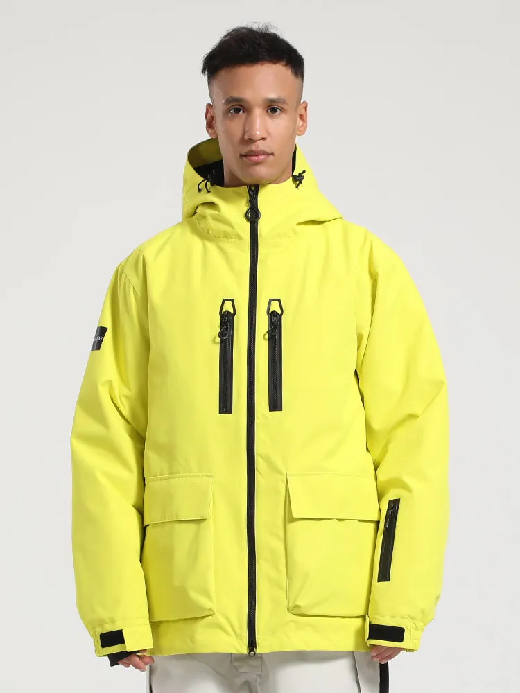Men's Beige Fully Sealed Seam Two-Way Zipper Snow Jackets