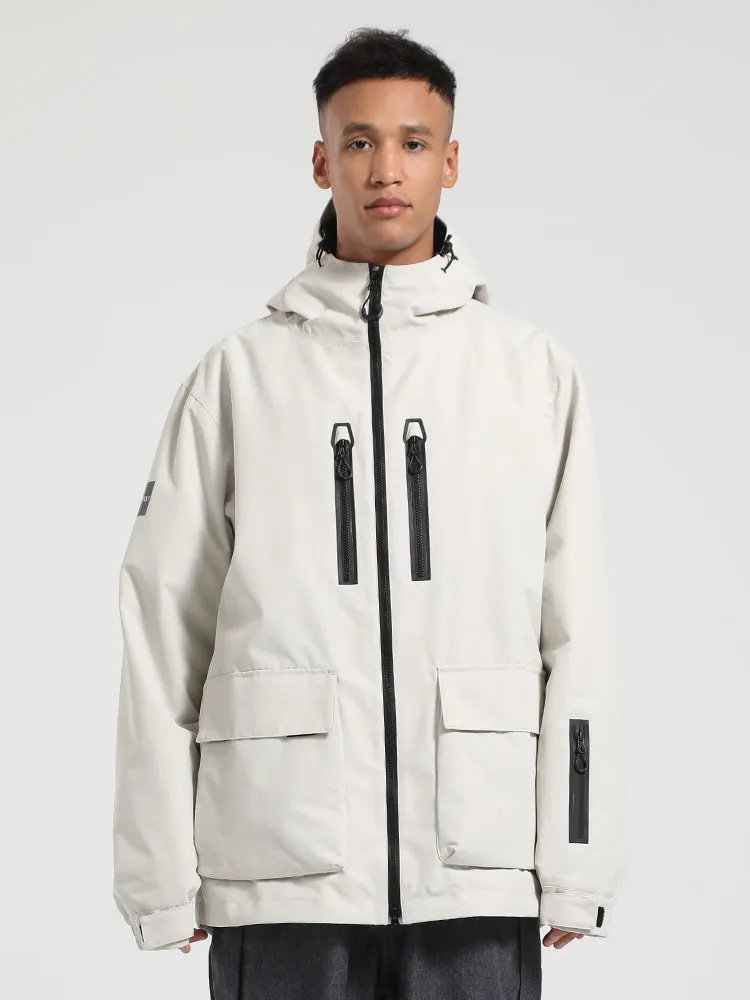 Men's Beige Fully Sealed Seam Two-Way Zipper Snow Jackets