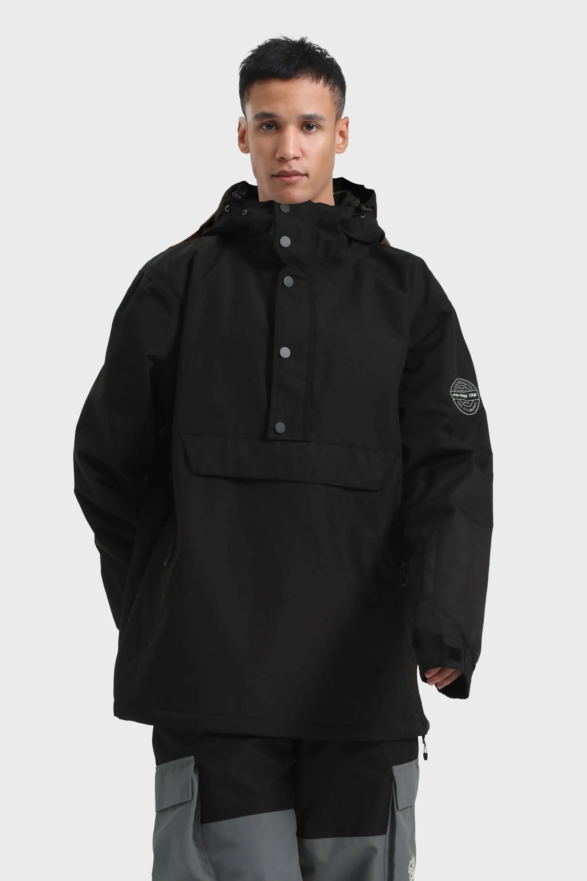 Men's Landscape Loose-Fit Multi-Snap Closure Waterproof Snow Anorak