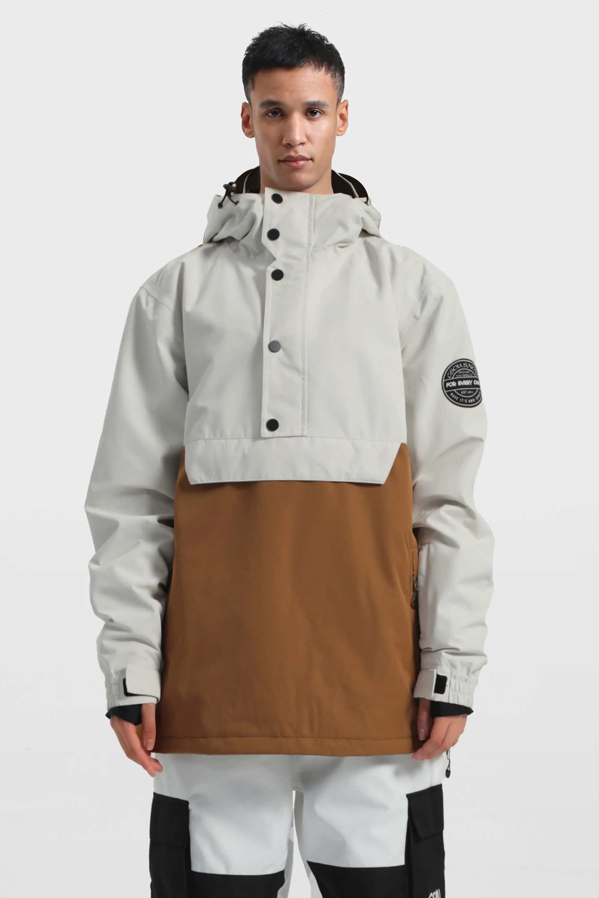 Men's Landscape Loose-Fit Multi-Snap Closure Waterproof Snow Anorak