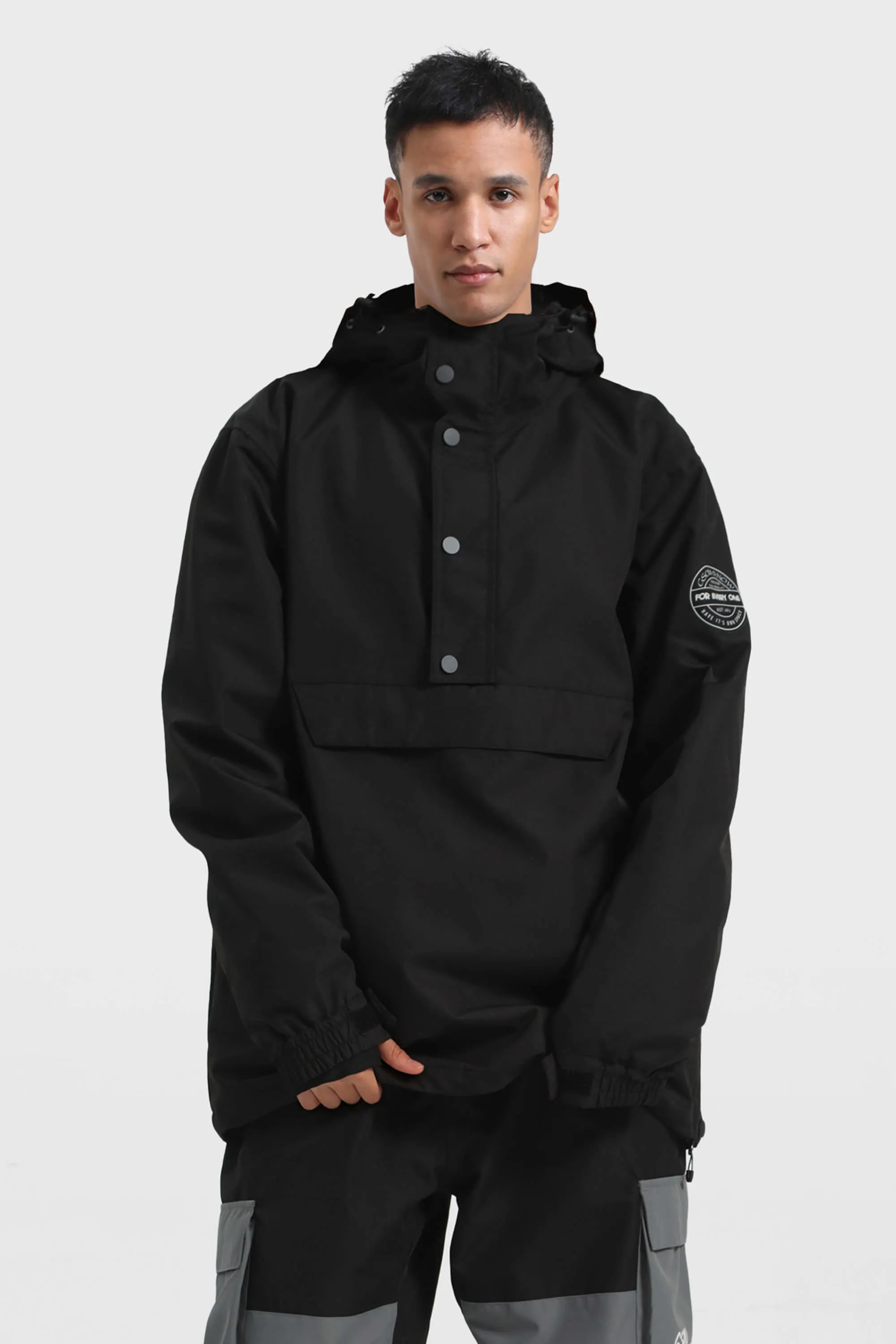 Men's Landscape Loose-Fit Multi-Snap Closure Waterproof Snow Anorak