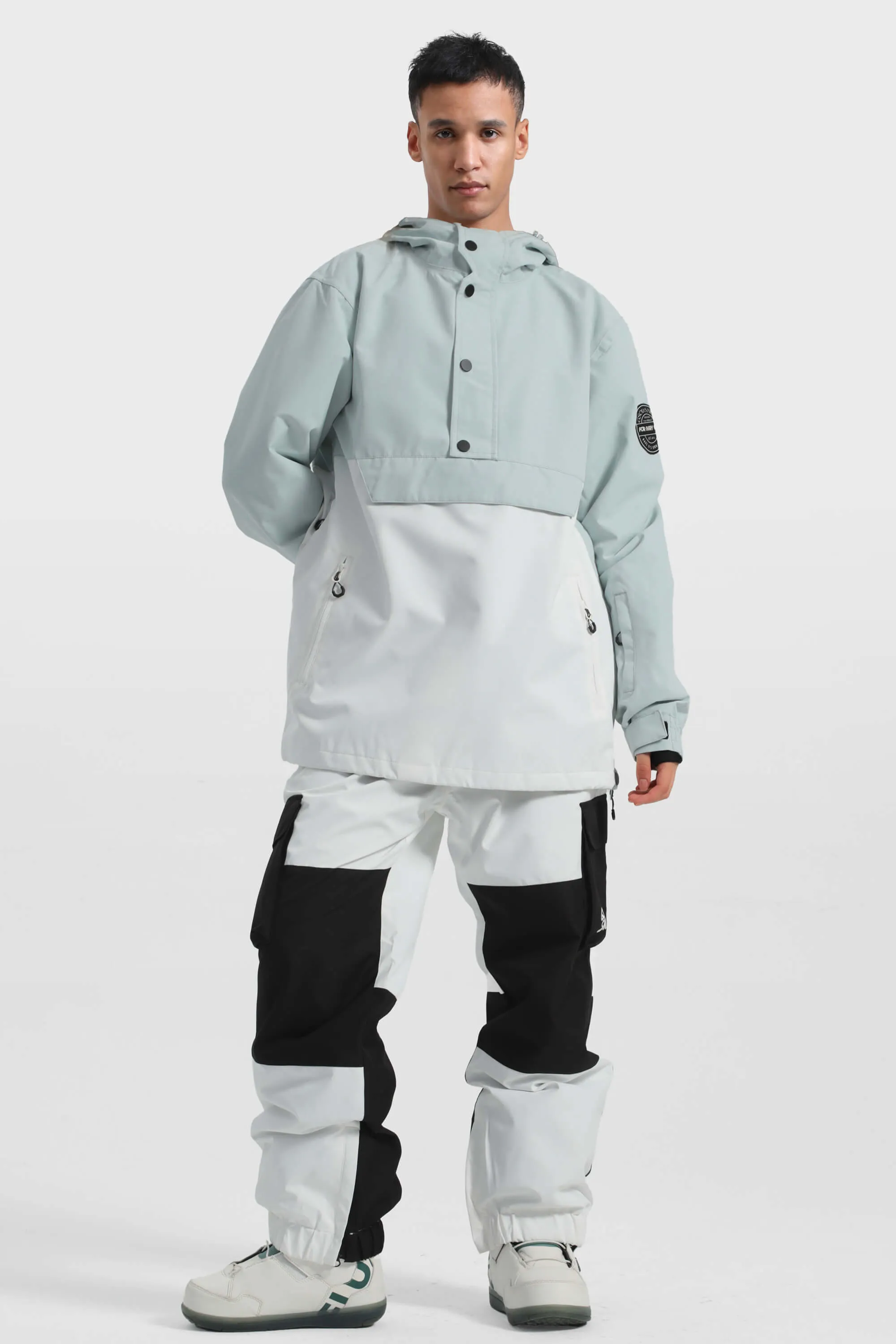 Men's Landscape Loose-Fit Multi-Snap Closure Waterproof Snow Anorak