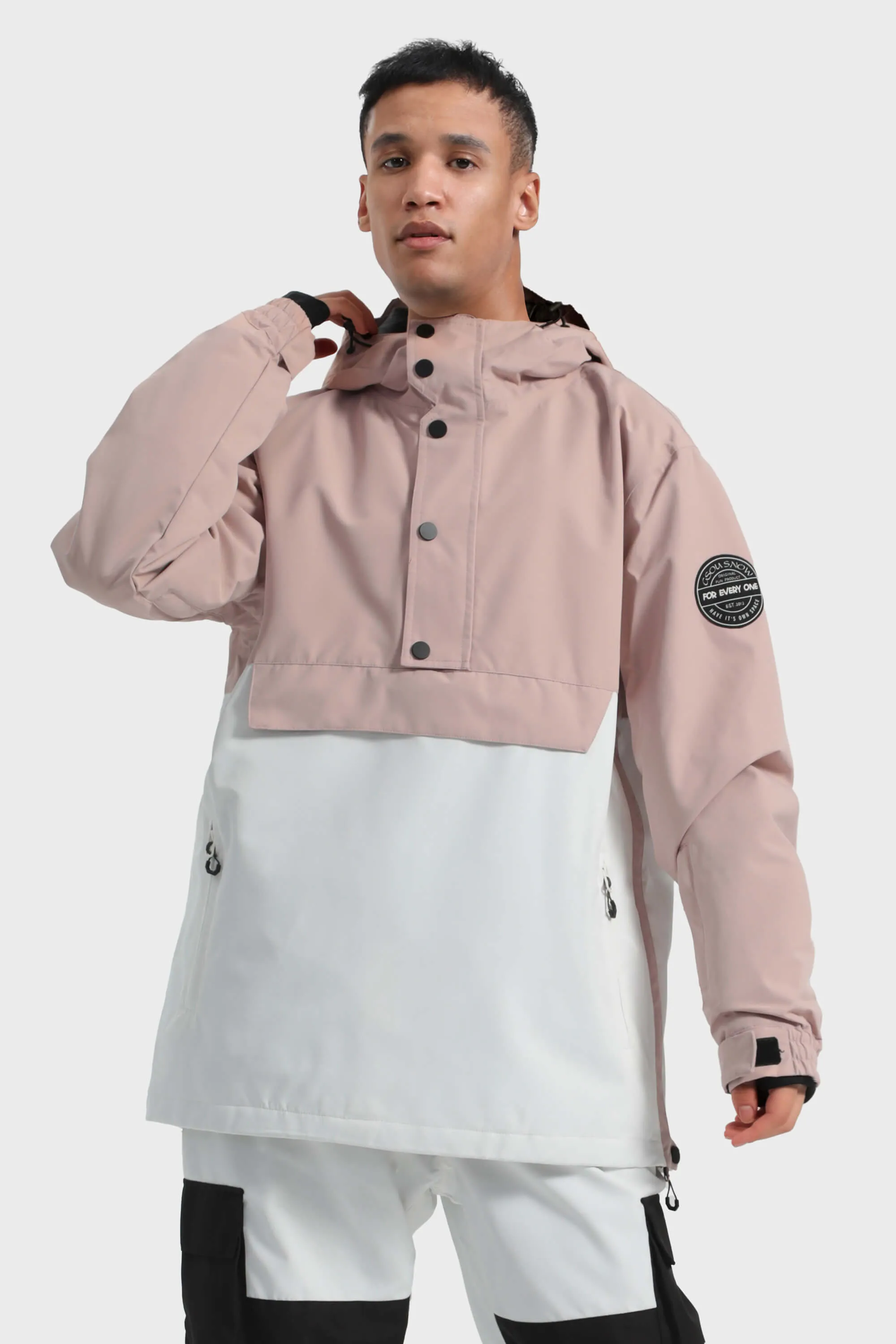 Men's Landscape Loose-Fit Multi-Snap Closure Waterproof Snow Anorak