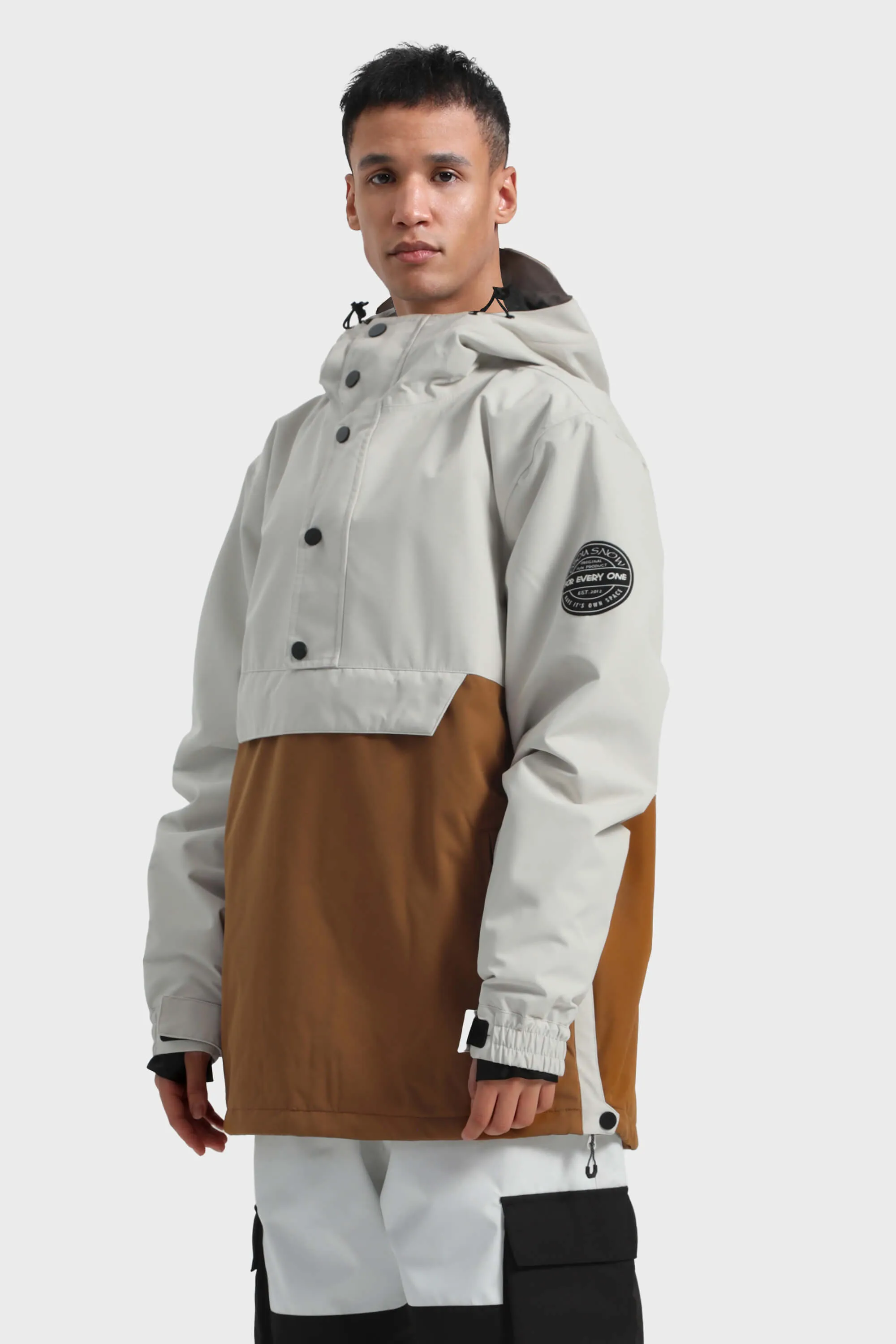 Men's Landscape Loose-Fit Multi-Snap Closure Waterproof Snow Anorak