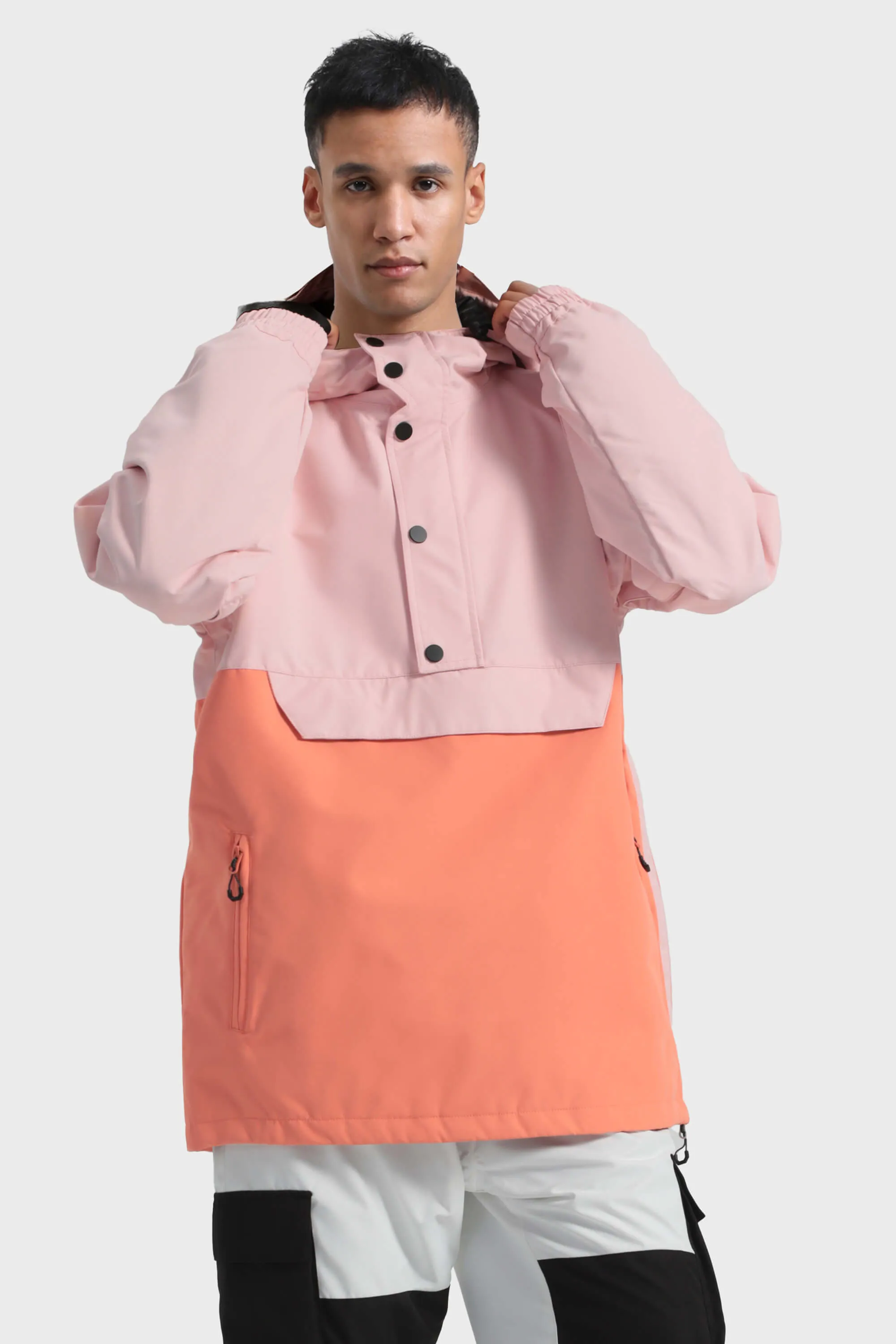 Men's Landscape Loose-Fit Multi-Snap Closure Waterproof Snow Anorak