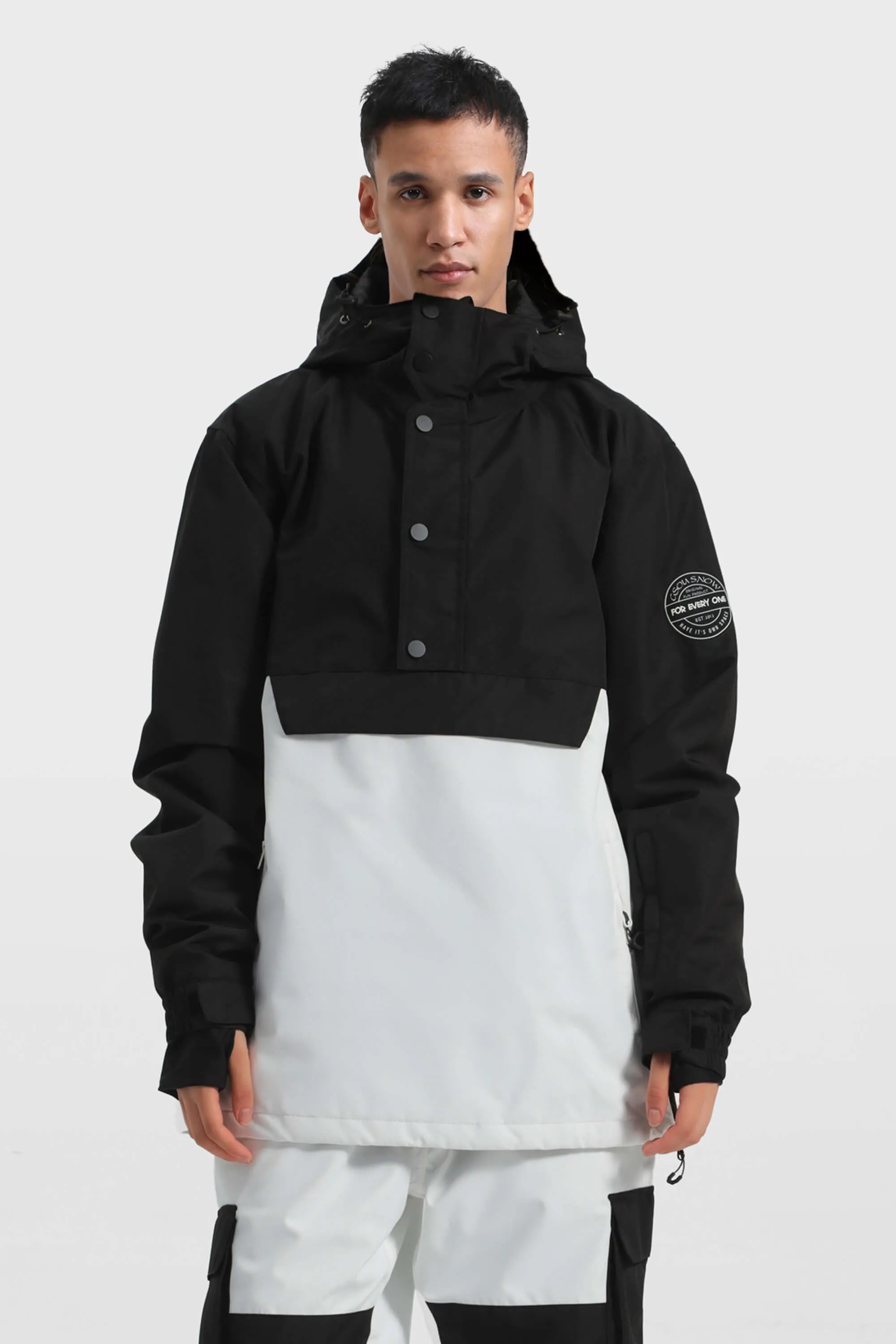 Men's Landscape Loose-Fit Multi-Snap Closure Waterproof Snow Anorak