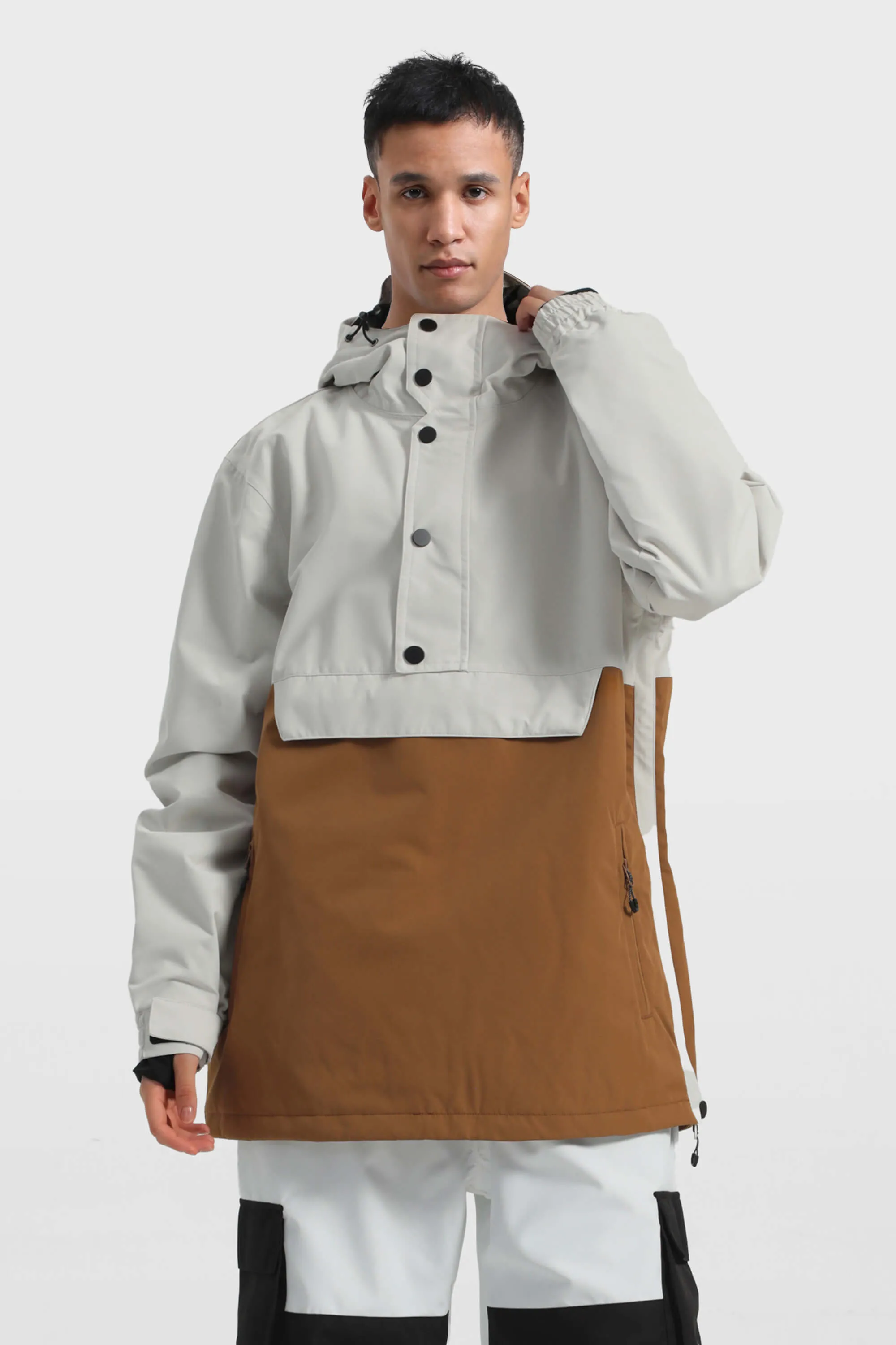 Men's Landscape Loose-Fit Multi-Snap Closure Waterproof Snow Anorak