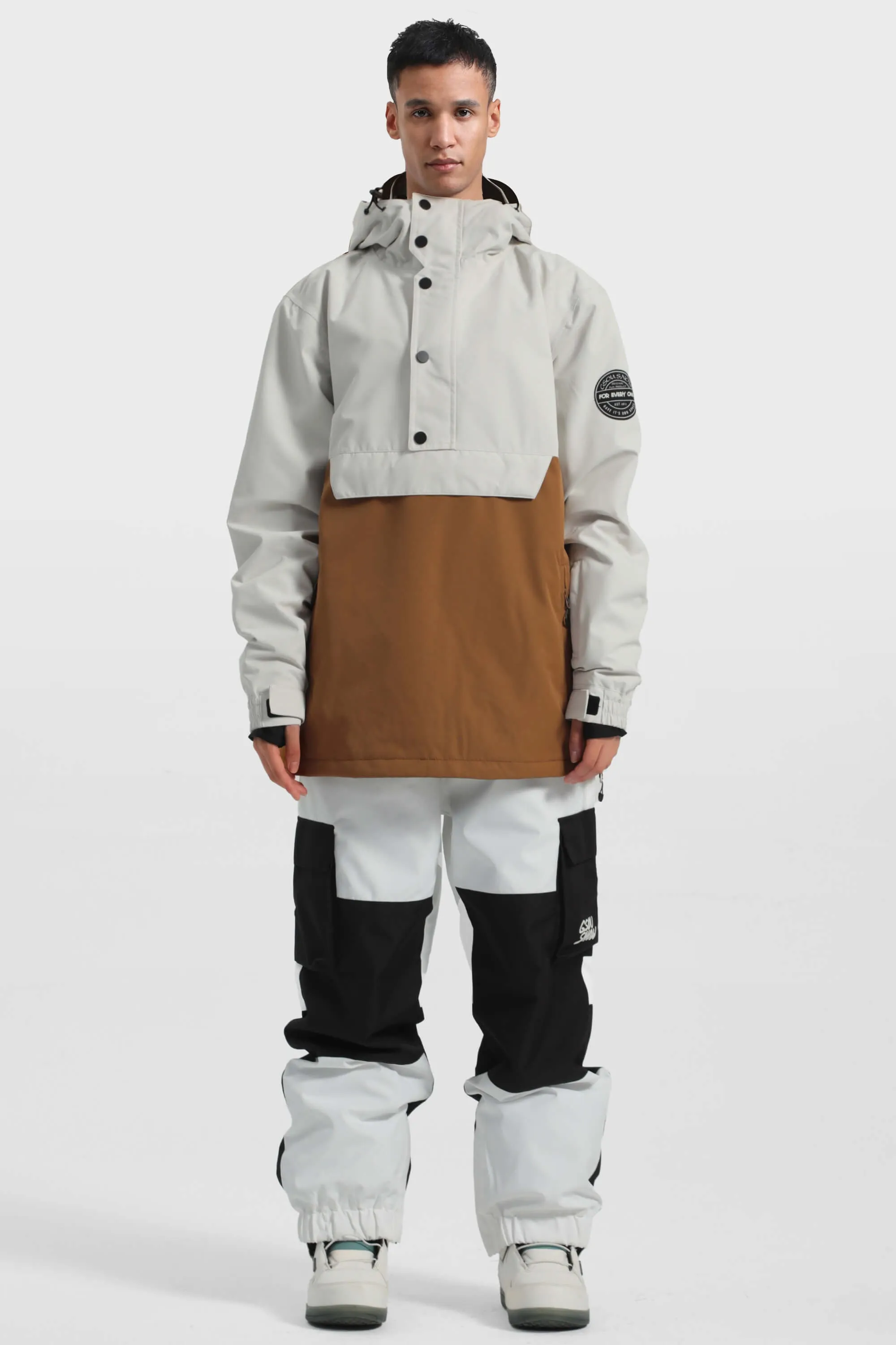 Men's Landscape Loose-Fit Multi-Snap Closure Waterproof Snow Anorak