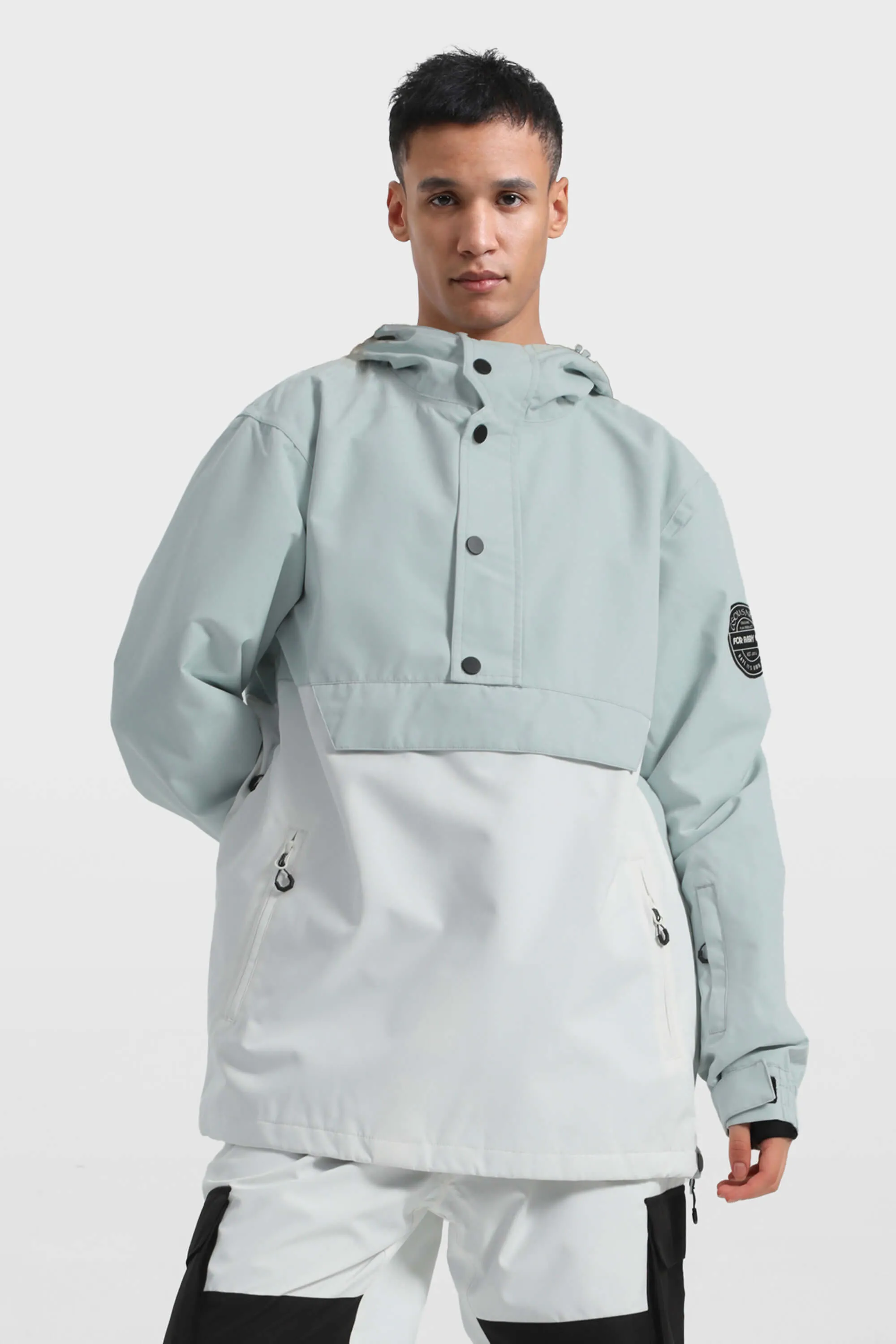 Men's Landscape Loose-Fit Multi-Snap Closure Waterproof Snow Anorak