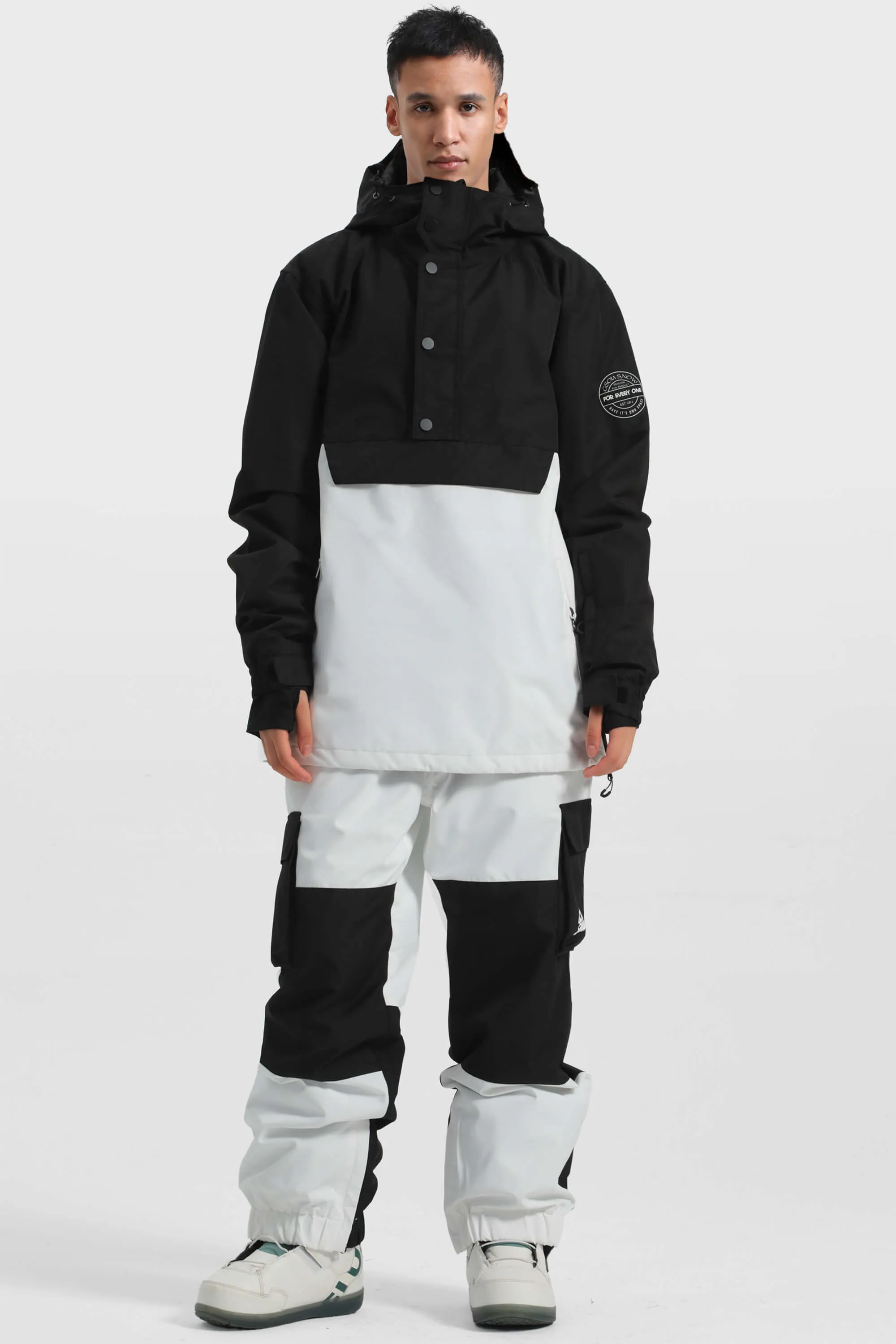 Men's Landscape Loose-Fit Multi-Snap Closure Waterproof Snow Anorak