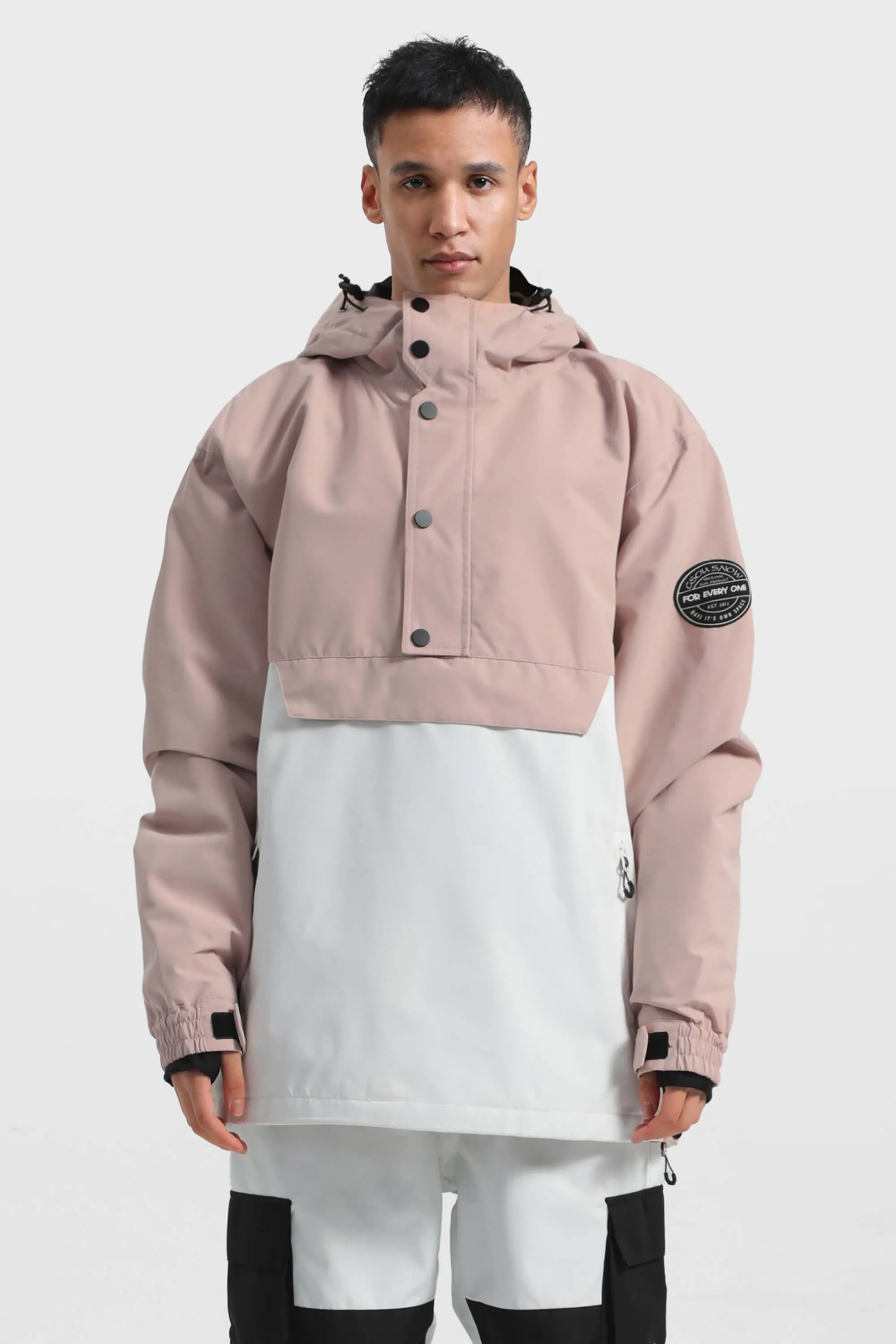 Men's Landscape Loose-Fit Multi-Snap Closure Waterproof Snow Anorak